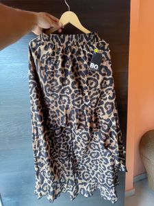 Leopard Print Flowy Midi Skirt