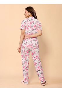 Cute Pink Floral Print Pajama Set