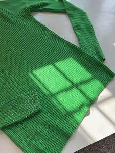 Green Rhinestone Turtleneck Sweater