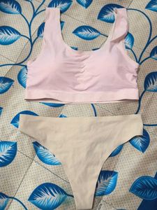 Comfortable Pink Bra &amp; Thong Set