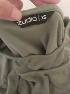 Stylish Ruched Olive Green Top