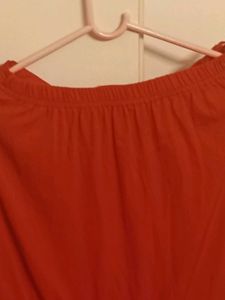 Red Ethnic skirt with Floral Handpaint