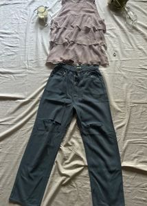 Ripped Jeans & Tiered Top Set