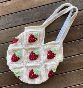 Crocheted Strawberry Tote Bag