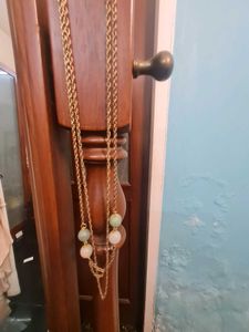 Gold Chain Necklace with Pastel Beads