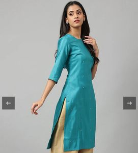 Teal Embellished Kurta