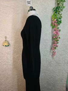 Chic Black Long Sleeve Midi Dress