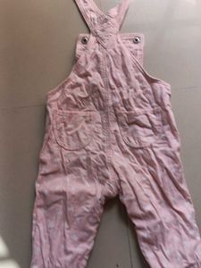 Pink Heart Print Corduroy Overalls