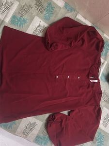 Maroon Kurta Set with Balloon Sleeves