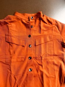 Chic Orange Button-Up Tunic