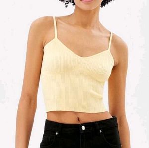 Bershka Butter Yellow Ribbed Cami Top