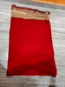 Elegant Red Saree with Golden Border