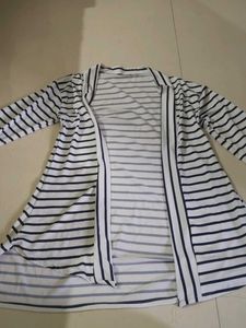 Striped Open Front Cardigan