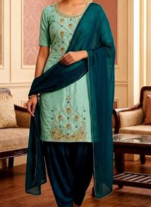 Sky Blue Embroidered Kurti with Matching Pant | El