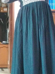 Elegant Teal Kurta with White Embroidery