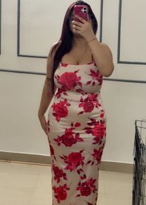 Floral Print Bodycon Midi Dress size Xs