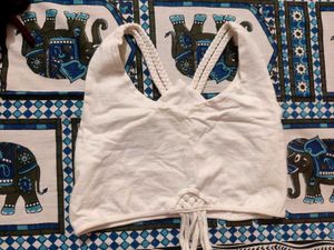 White Crop Halter Top