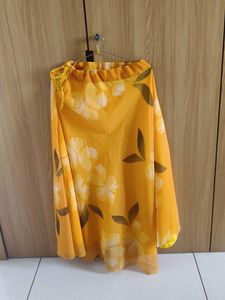 orange floral saree material skirt for festival