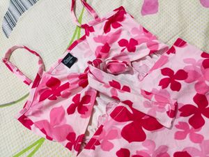 Pink Floral Cutout Mini Dress