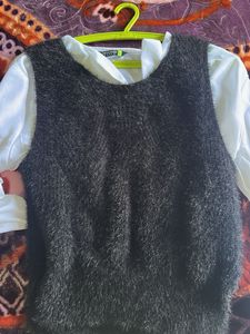 Fuzzy Black Sleeveless sweater