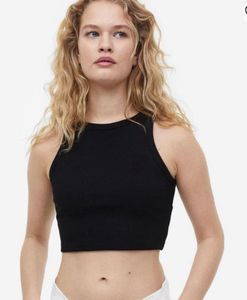 Black Ribbed Crop Top