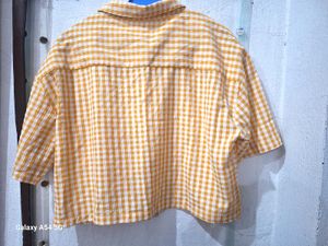 Cute Yellow Gingham Cropped Shirt