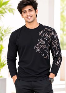 Stylish Black Men's Long Sleeve T Shirt