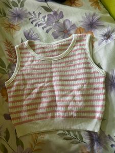 Striped Sleeveless Knit Top