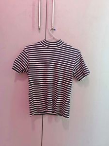 Striped Mock Neck Top