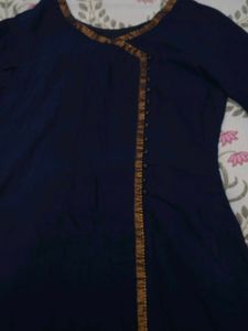 Elegant Blue Kurta with Golden Trim-M/S