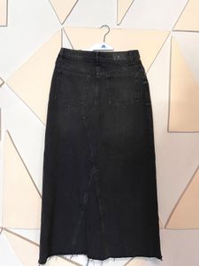 Black Denim Maxi Skirt and bow top