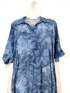 Cocomo Pastel Blue Floral Printed Collar Neck Dress (Women)