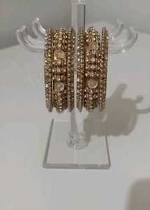 Gold & Crystal Bangle Set