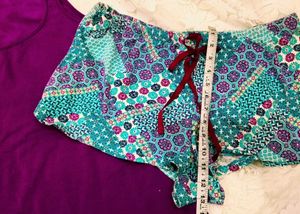 Purple Lace Trim top  &amp; Shorts Set