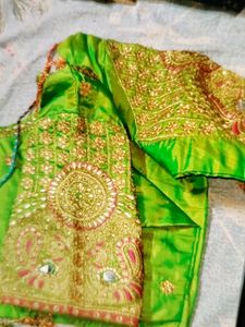 Green Embroidered Sari Blouse