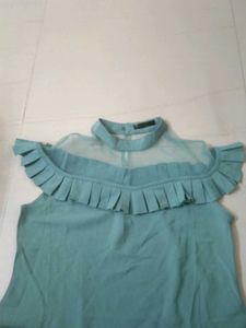 Sheer Neck Pleated Top