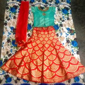 Beautiful Red & Teal Lehenga Choli Set