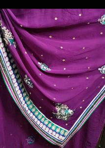 Purple Saree With Heavy Embroidered