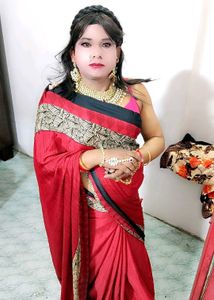 Beautiful Red crepe Silk Saree