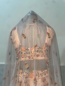Peach Floral Lehenga Choli Set