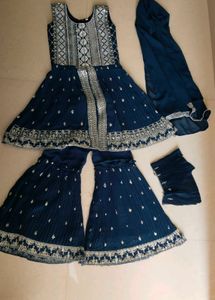 Elegant Teal Kurta Set with Sharara Pants