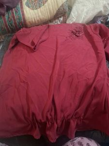 Elegant Red Embellished Top