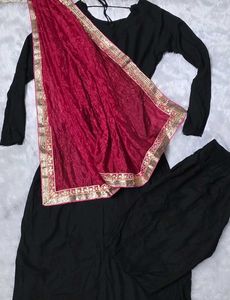 Elegant Black Kurti Set with Dupatta