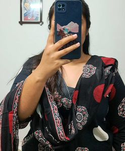 Cotton Ajrakh Print A-line Suit