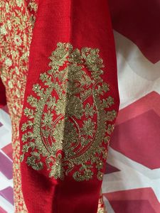 Red &amp; Gold Embroidered Wedding Gown