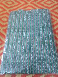 Green Striped Cotton Nighty Zip Type XXL