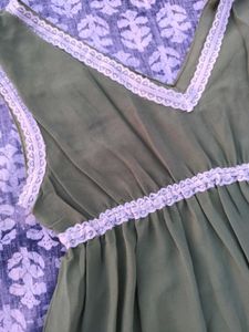 Green Maxi Dress with Lace Details 👀💓