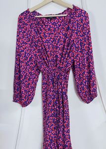 VERO MODA Women's Pink & Blue Print Dress
