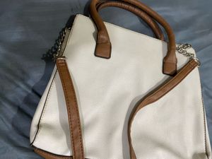 Stylish Cream &amp; Brown Handbag