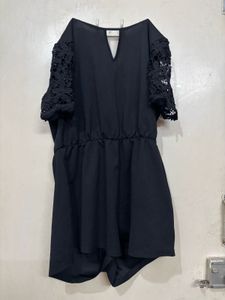 Black Lace Sleeve Playsuit